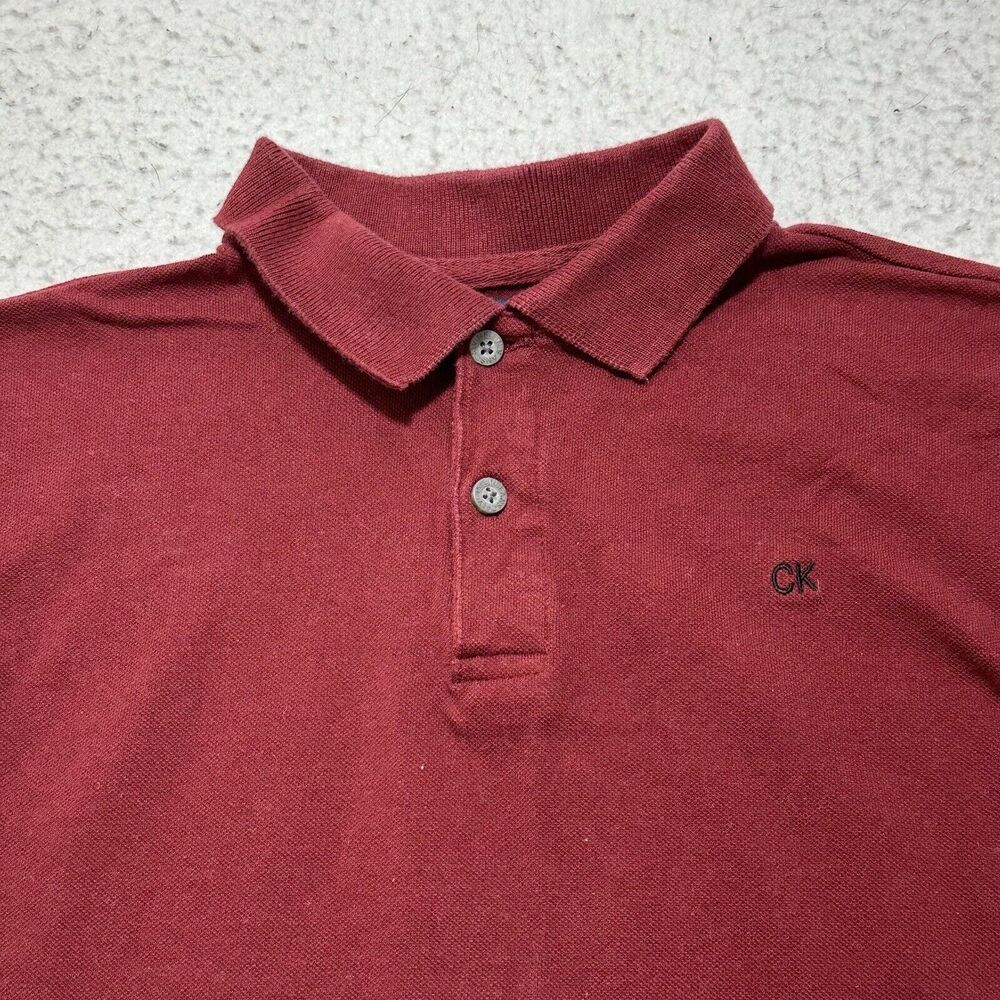 Calvin Klein Jeans Youth Medium (10/12) Short Sleeve Burgundy Red Polo Shirt - Picture 2 of 12